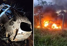 Pedreiro é baleado na frente da família e carro de suspeitos é incendiado em Piúma